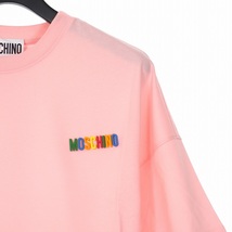 未使用品 モスキーノ MOSCHINO 20SS 裾ドローストリング マルチ ロゴ ショート丈 Tシャツ 半袖 カットソー 36 ピンク A0701 レディース_画像4