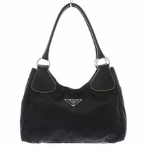 プラダ PRADA ハンドバッグ ナイロン レザー 切替 三角ロゴプレート 黒 ブラック /YI42 ■OH ■OM レディース_画像1