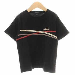 バーバリー ロンドン BURBERRY LONDON キッズ Tシャツ カットソー プリント 車 ロゴ 半袖 120A 黒 ブラック ■GY12 レディース