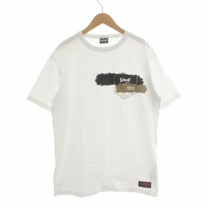 ショット SCHOTT Tシャツ カットソー ランダム ペイント クルーネック プルオーバー ロゴ 半袖 M 白 ホワイト