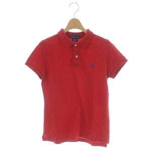 ラルフローレン RALPH LAUREN ポロシャツ 半袖 ロゴ刺繍 M 赤 レッド /DO ■OS レディース
