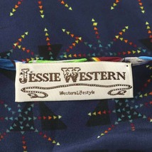 ジェシー ウエスタン JESSIE WESTERN ワンピース マキシ ロング 長袖 総柄 シルク 絹 S 紺 ネイビー /AN30 レディース_画像4