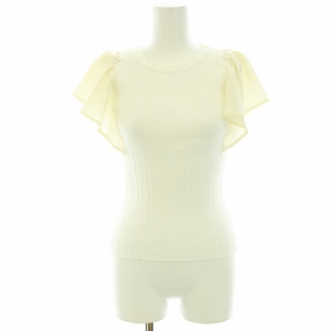  Proportion Body Dressing PROPORTION BODY DRESSING shoulder biju- frill knitted cut and sewn rib switch short sleeves 