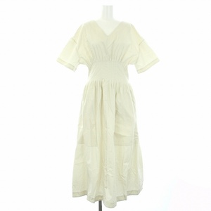 ルシェルブルー LE CIEL BLEU 23SS Round Form Dress ワンピース ロング 半袖 Vネック 38 M ベージュ /TK レディース