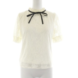  wing INGNI cut and sewn tops blouse short sleeves floral print embroidery total race M white white /AR lady's 