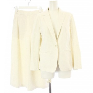  Ships SHIPS setup top and bottom tailored jacket single gaucho pants wide flax linen.36 S white white lady's 