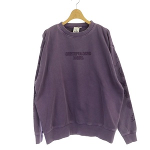  X-girl × grate full dead 21AW PIGMENT DYED CREW SWEAT TOP sweat cut and sewn long sleeve M purple purple /DO #OS lady's 