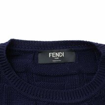 フェンディ FENDI Repeat Logo Knit Sweater マルチロゴ リピートロゴ 長袖 ニット セーター クルーネック 52 XL 紺 ネイビー /KH メンズ_画像3