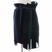 サカイ sacai フレアスカート ひざ丈 ウール 切替 ペチコート付き 1 S 紺 ネイビー 緑 グリーン 18-04112 /YI11 レディース_画像1