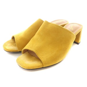  mites elatamDaniella Tam tea n key heel mules sandals heel open tu suede 35 22.5cm yellow color yellow 