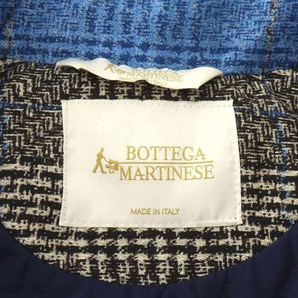 ボッテガマルティネーゼ BOTTEGA MARTINESE チェスターコート ロング丈 グレンチェック アウター 40 L 黒 ブラック 白 青の画像4