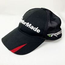 TaylorMade テーラーメイド メッシュ キャップ 帽子 フリーサイズ 黒 ブラック カジュアル スポーツ ゴルフ golf ロゴ 刺繍 cap_画像1