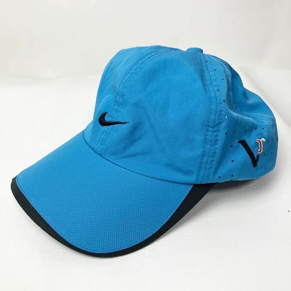NIKE ナイキ キャップ 帽子 S/M 水色 カジュアル スポーツ トレーニング シンプル ロゴ 刺繍 ゴルフ golf ランニング
