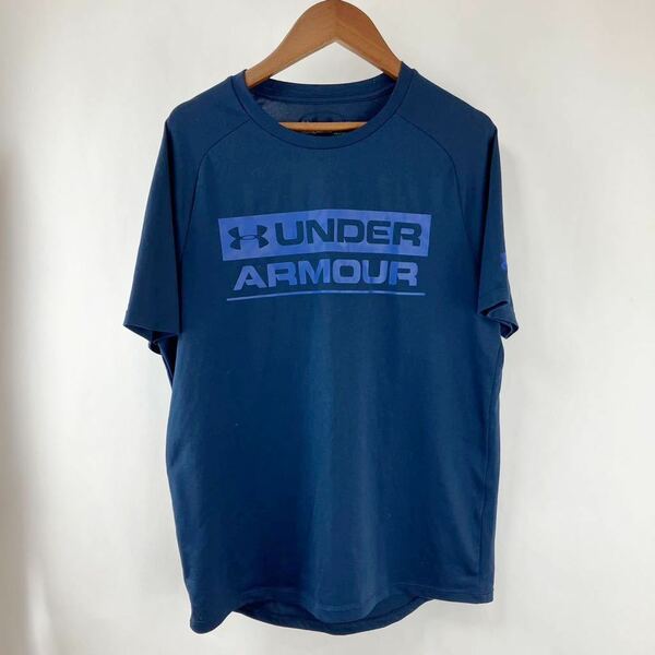 UNDERARMOUR アンダーアーマー 半袖Tシャツ スポーツウェア SMサイズ S相当 ポリエステル製 ブルー シンプル ロゴTシャツ プリントTシャツ