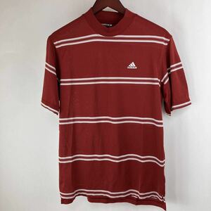 adidas golf アディダス ゴルフ 半袖 ハイネック Tシャツ メンズ S 赤 えんじ カジュアル スポーツ トレーニング ウェア シンプル ロゴ