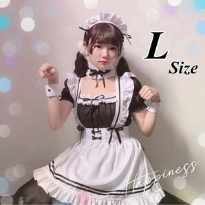 フルセット L メイド服 コスプレ ゴスロリ ハロウィン ロリ フリフリ フリル エロ可愛い ニーハイソックス コスチューム 白