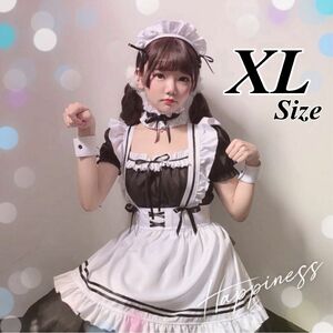 フルセット XL メイド服 コスプレ ゴスロリ ハロウィン ロリ フリフリ フリル エロ可愛い ニーハイソックス コスチューム