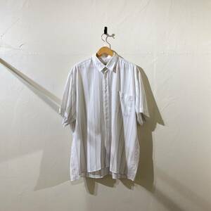 vintage euro stripe white shirt ヨーロッパ古着 ドイツ製 ビンテージ 半袖シャツ ストライプシャツ ホワイトシャツ 70s 80s