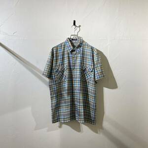 vintage euro box check shirt ヨーロッパ古着 ビンテージ ドイツ製 半袖シャツ チェックシャツ ポリコットンシャツ 70s 80s