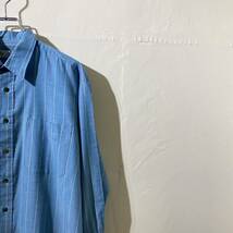 vintage euro stripe blue shirt ヨーロッパ古着 ビンテージ 長袖シャツ ストライプシャツ ブルーシャツ 80s 90s_画像2