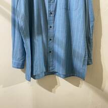 vintage euro stripe blue shirt ヨーロッパ古着 ビンテージ 長袖シャツ ストライプシャツ ブルーシャツ 80s 90s_画像6