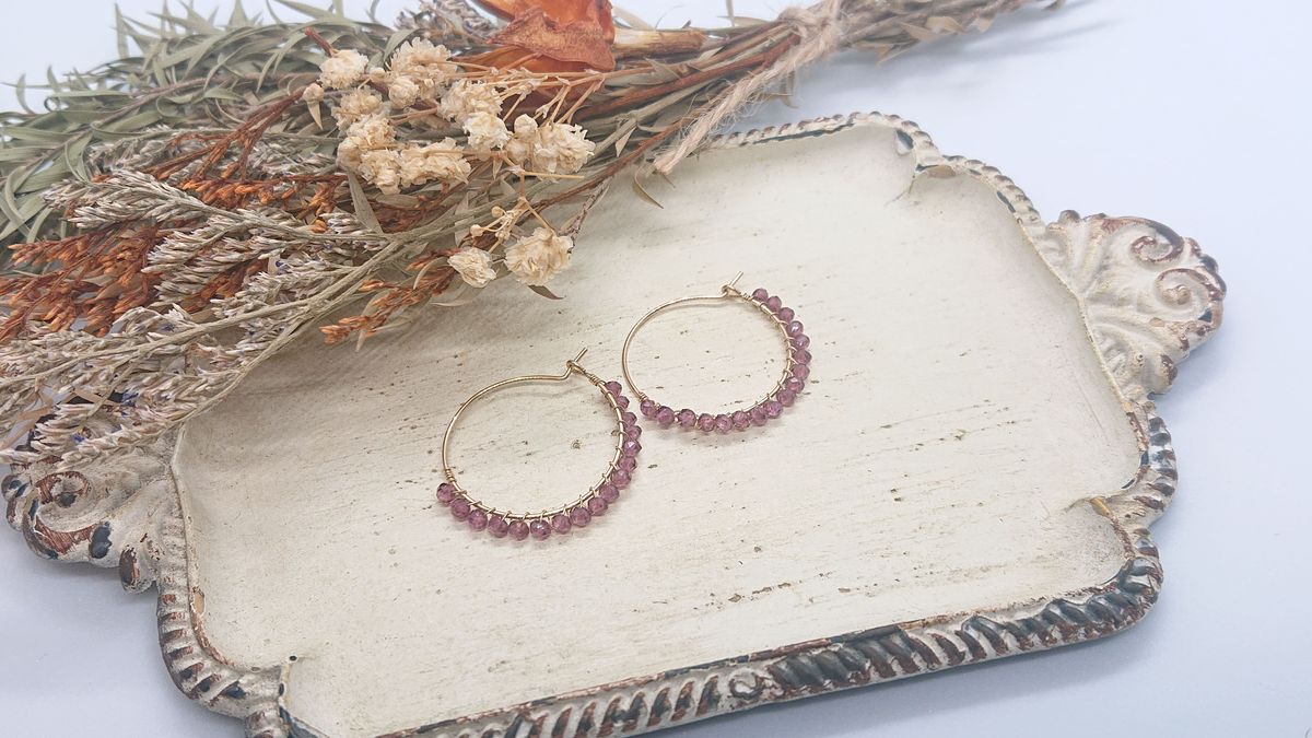 タンザナイトのフープピアス(天然石 ハンドメイド)|PayPayフリマ