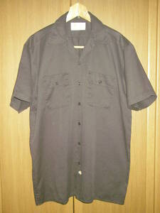 ディッキーズ 黒 ブラック ワークシャツ 開襟 オープンカラー シャツ L 半袖 開襟シャツ ( LL XL ボーリングシャツ HOTROD 1574 BK