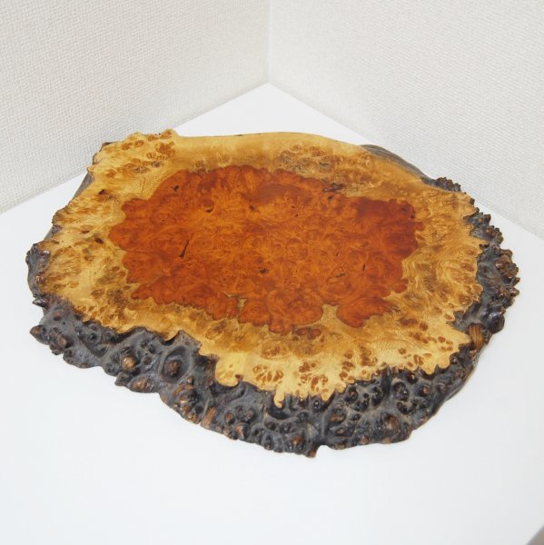 花梨瘤 厚さ3.3cm 瘤杢 葡萄杢 玉杢 一枚板 飾台 敷板 天然木 風水-