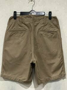 *FREE WHEELERS freewheelers CIVILIAN CREW herringbone Work half short pants Brown 30 BJBC.H