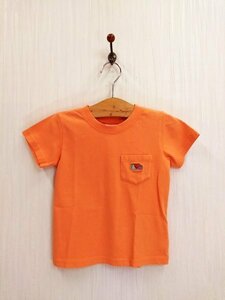 ap6326 ○送料無料 新品 BREEZE ブリーズ キッズ ポケット付き 半袖 Tシャツ サイズ120cm オレンジ 刺繍 胸ポケット プリント