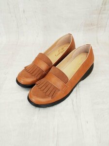 sh1140 * free shipping new goods feel luckfi-ru rack lady's Loafer 23.5cm Camel shoes made in Japan . light soft fatigue difficult fringe 