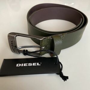 送料無料　未使用　ディーゼル DIESEL B-TOMBOLO レザーベルト カーキ　　サイズ　95 ビンテージ加工