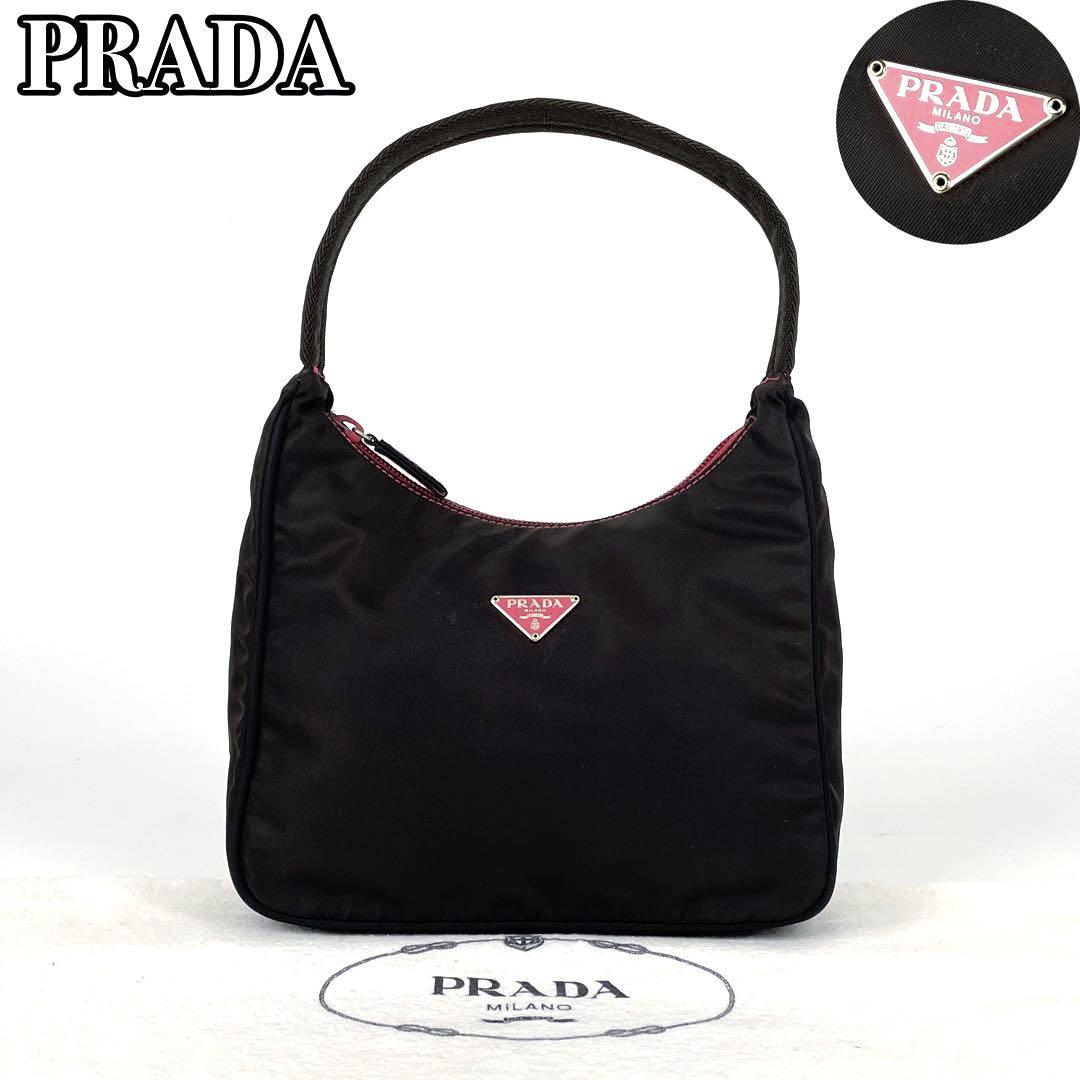 激安 代引き 美品□PRADA プラダ ハンドバッグ ミニボストン 三角ロゴ