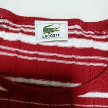 LACOSTE サマーニット　半袖　40 赤白ボーダー 美品_画像3