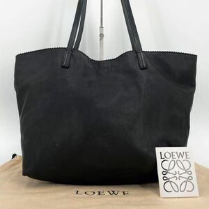 1円【美品・鑑定済正規品】LOEWE ロエベ トートバッグ アラ ナッパ レザー アナグラム 大容量 肩掛け A4◎ メンズ レディース ブラック 黒