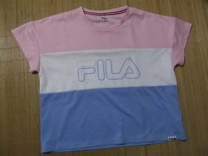 まとめて即決！新品　フィラ　FILA　ピンクボーダー　半袖　速乾　ショート丈　シャツ　ダンス　エクササイズ