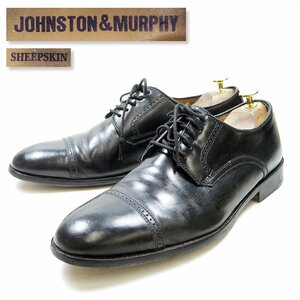 10D表記　28cm相当　Johnston&Murphy　ジョンストン＆マーフィー　ストレートチップドレスシューズ　シープスキン　レザーシューズ/U8826