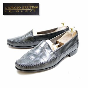 11D inscription 29cm corresponding GIORGIO BRUTINIjoru geo bru tea ni design slip-on shoes Loafer leather shoes leather gray /U8875