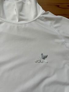 送料込み！CLUNK ハイネック ロンT 白 S クランク 長袖Tシャツ ホワイト メッシュ GOLF ゴルフウェア