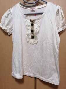  Emily Templecute chocolate button lace ribbon short sleeves T-shirt T-shirt Emily Templee Miki . sample goods 