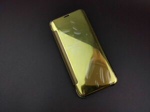 Glaxy S8 SC-02J/SCV36 ミラーフリップケース カバー 半透明 ゴールド