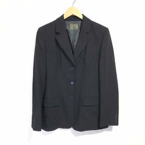 F7955d 【Calvin Klein カルバンクライン】 黒 ジャケット 6サイズ(M位) ウール100% 羽織り フォーマル 長袖 レディース
