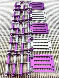 紫×銀 千鳥　ニックス風ベルトループ 腰道具 腰袋 工具差し 4段チェーン付き