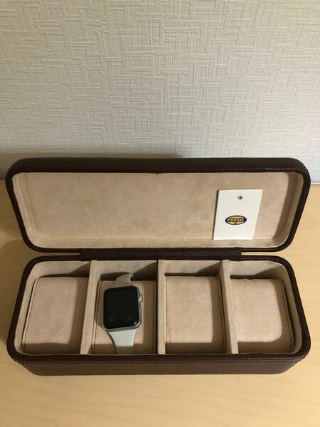 【最終価格】 FOSSILフォッシル本革茶色時計ケース　コレクションボックス
