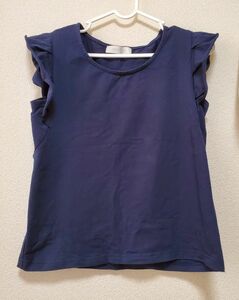 CECIL Mc BEE ノースリーブ フリルノースリーブ ネイビー 半袖 トップス 半袖Tシャツ セシルマクビー