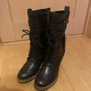  race up boots lady's boots braided up black size 23.0