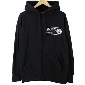 ■DENHAM デンハム / TALLIS HOODY OPRS / メンズ / ブラック / コットン / プリント プルオーバー パーカー size M / トップス アウター