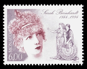 モナコ・1994年　フランスの舞台女優　サラ・ベルナール　生誕150年記念切手　１種　未使用・NH