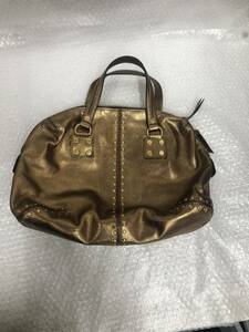 MICHAEL KORS　マイケルコース　レザー　スタッズ　ハンドバッグ　ゴールド　メタリック　☆中古品☆