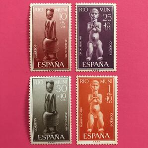 外国未使用切手★スペイン領リオムニ 1961年 切手の日 4種の画像1